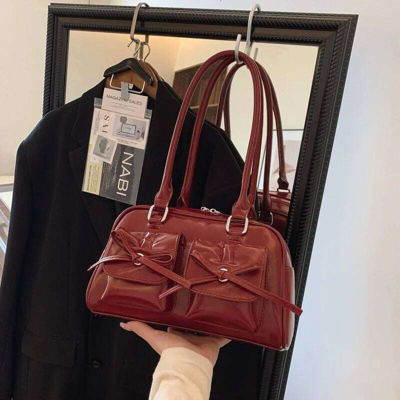 New Ballet Style Shoulder Spring Bow Underarm Bag Versatile Women's Bowling Simple Tote Bags for Women Daily Commute XJ260311