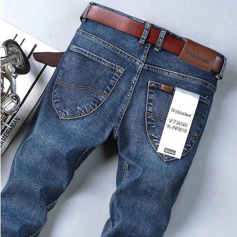 2026 Top Brand Washed Trousers Four Season Men's Quality Jeans Business Casual High Waist Denim Pants Z260225