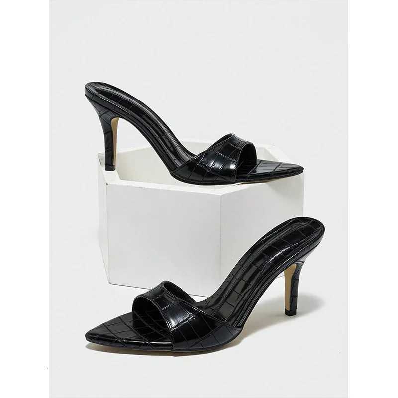 Women Sexy Pointed Toe High Heel Slippers Simple Solid Color Ladies Large Size Party Shoes Comfortable Rubber Sol K260311