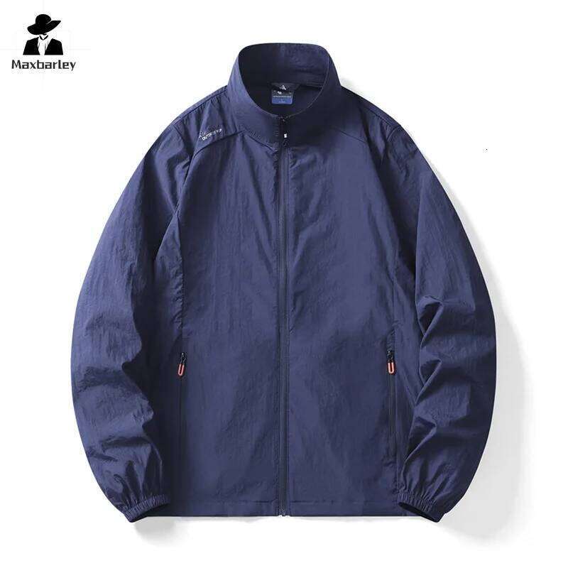 Men's Sunscreen Clothing Hiking Casual Lightweight Collar Pocket Thin Jacket New Summer UV Ice Silk Fishing Skin Windbreaker 26H0311