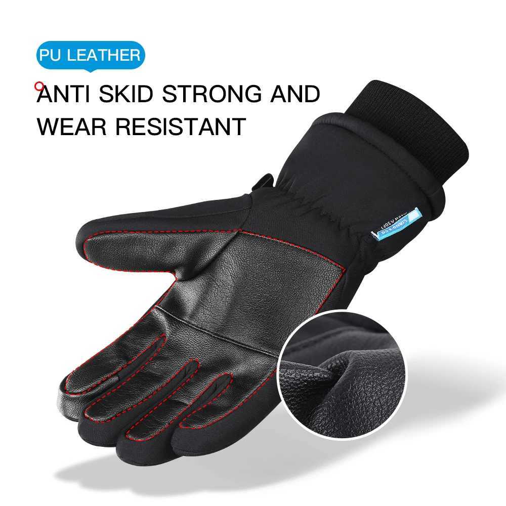 Winter Warm Mountain Snowboard Gloves Men Women Cold Snow Skiing Mittens Waterproof Snowmobile Handschoemen Black M L XL M260311