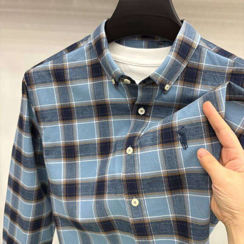 Luxury Brand Embroidery 100% Cotton Long Sleeved New Shirt Men's Casual Loose Top Business Men 26Y0311