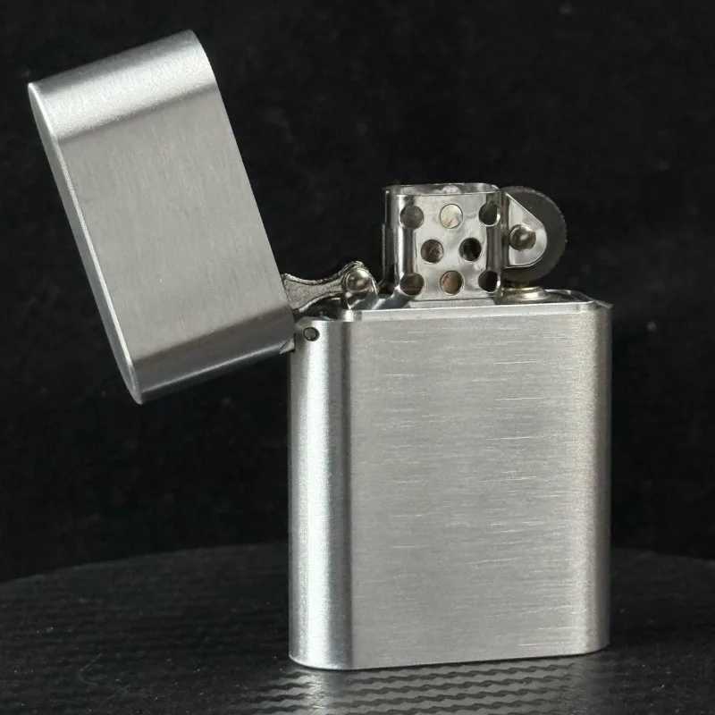Metal delicate kerosine lighter armor CNC hollowed out old grinding wheel ignition creative engraving custom windproof lighter N260311
