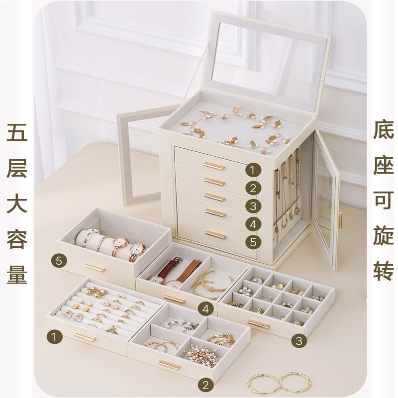 2025 Direct Jewelry Box ExtraLarge MultiLayer Rotating Light Desktop Accessory Storage HighEnd Storage Box 251125