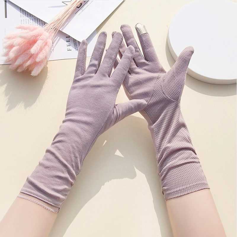 Womens Thin Cotton Extended Anti Slip Elastic Cycling Sun Shading Breathable Touch Screen Summer Driving Sun Protection Gloves M260311
