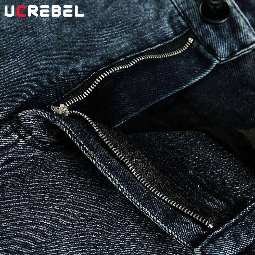 Spliced Washed Distressed Denim Pants Mens Retro High Street Loose Wide leg Pocket Jeans Men Z260225