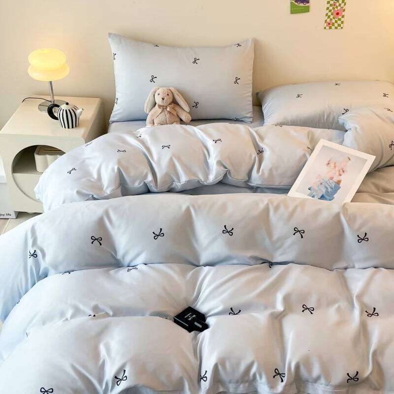 3pcs Blue Duvet cover set 1*Duvet Cover + 2*Pillowcase, Without Core, ow print Bedding Set, Soft Comfortable H260311