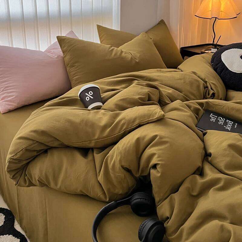 Cozy Bedding Set 3Pcs,1 Duvet Cover with Zipper Closure,2 Pillowcases,Solid Color,Super Soft, Machine Washable, Colorfast H260311