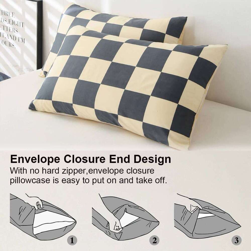 3pcs Checkered Pattern Print Set, Soft Skin-Friendly Bedding Set Includes 1 Duvet Cover And 2 Pillowcases H260311 - view 7