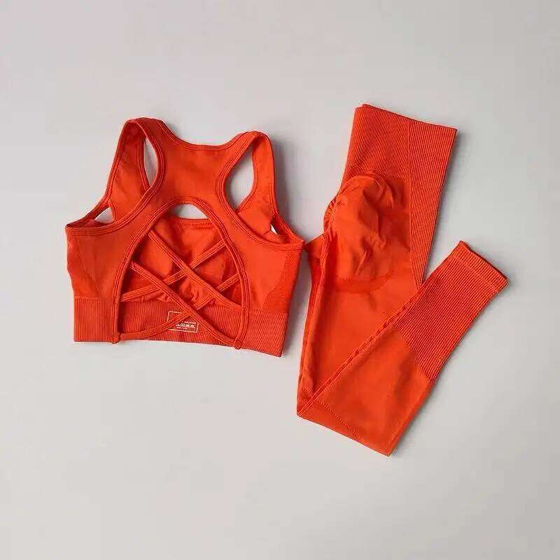 2PCS Sports Women's Set Professional Fitness Tank Top Shockproof Running Leggings Yoga Suit Beautiful Bra Clothing 26H0310