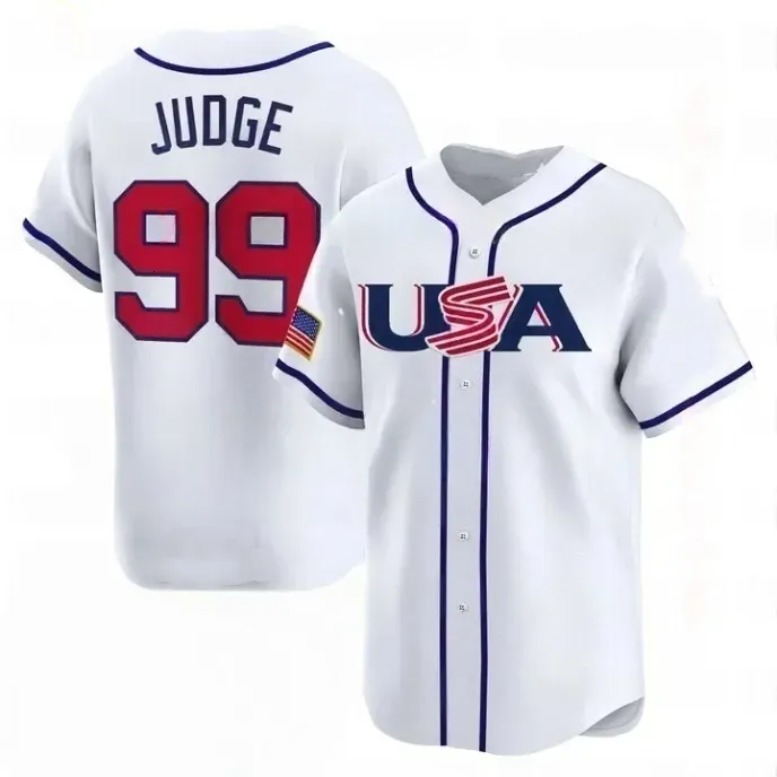99 Aaron Judge Team USA 2026 World Baseball Classic Jerseys Paul Skenes Pete Crow-Armstrong Tarik Skubal Cal Raleigh Harper United States Best Seller