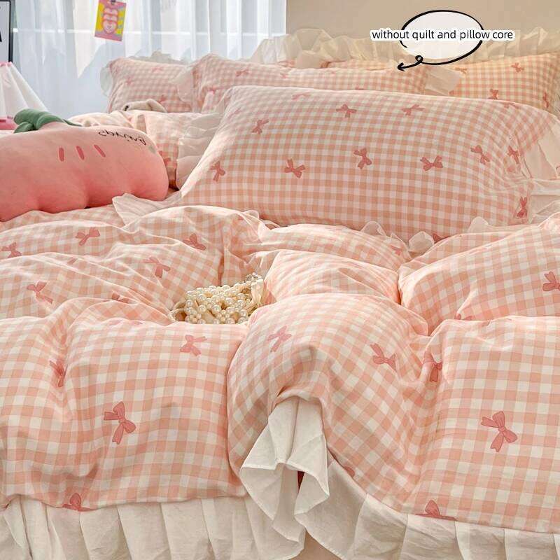 3 Piece duvet bowknot printting Quilt cover comfortable Ruffles Bedding Set Bedspread for All Season H260311