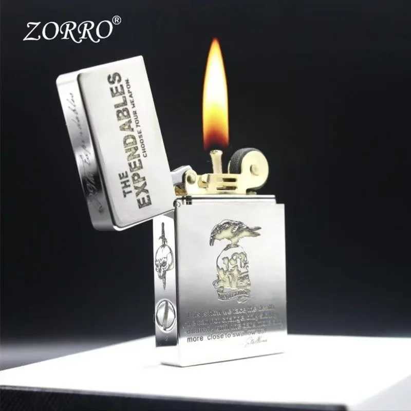 ZL8 Copper Ultra-thin Kerosene Lighter Constantine Pattern Personalized Engraving Grinding Wheel Lighter N260311