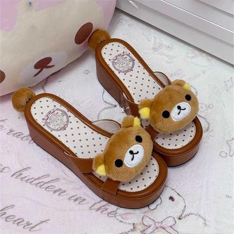 Summer Themed Cartoon Bear for Women Outdoor Footwear with Non-Slip Sole Stylish K260311