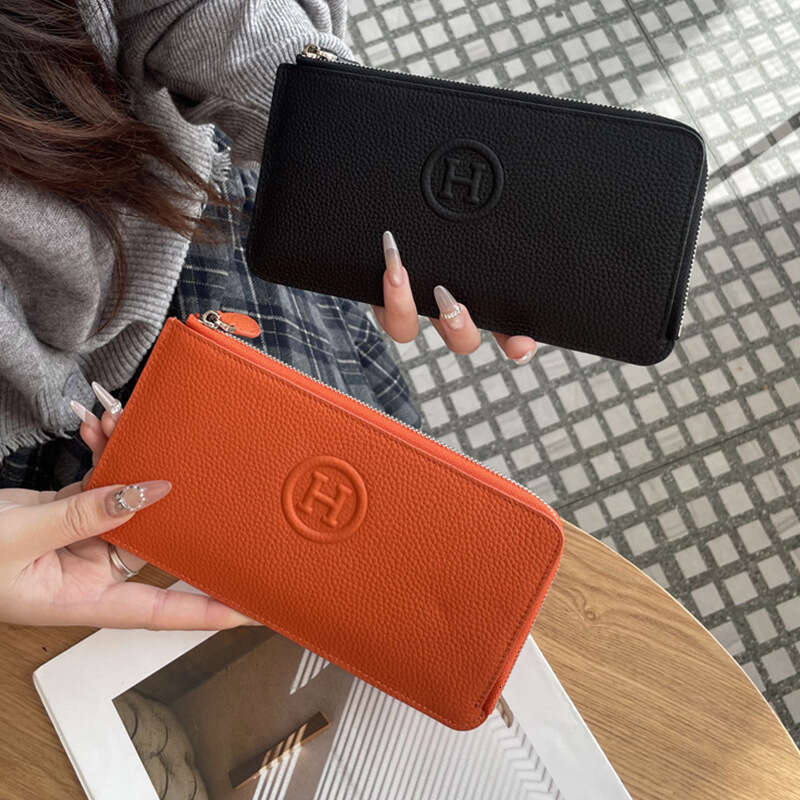 Luxury fashion wallet Genuine Leather For Women Long Zipper Design High End Feel Letter Printed Phone Clutch Card Holder Integrated New Simple Wallet