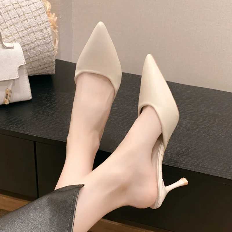 2025 Spring New Leopard Print Women Slipper Pointed Toe Thin Low Heel Sandal Ladies Mules Shoes Zapatos Mujer K260311