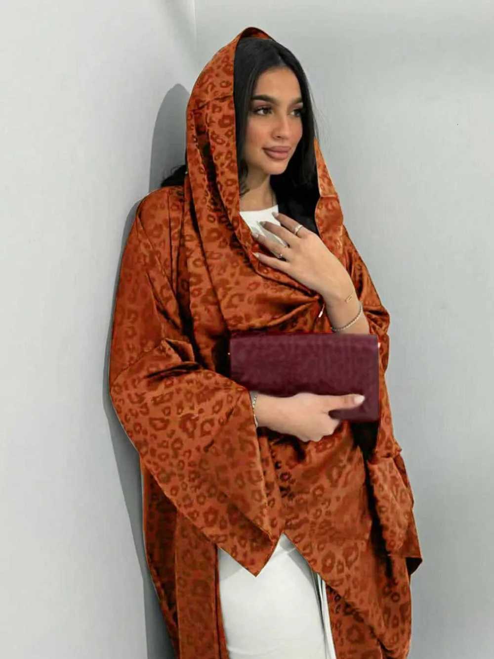 Middle Eastern Loose Abaya Muslim Women Full Sleeve Printed Abayas Casual Kaftans Jilbabs Ethnic Islamic Maxi Dresses With Hajib X260311