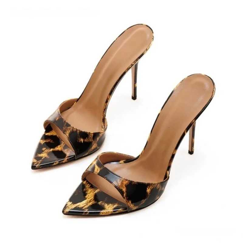 Fashion Women High Stiletto Heel Mules Concise Pointed Open Toe Thin Heels Shoes Sexy Office Ladies Summer Large Size K260311