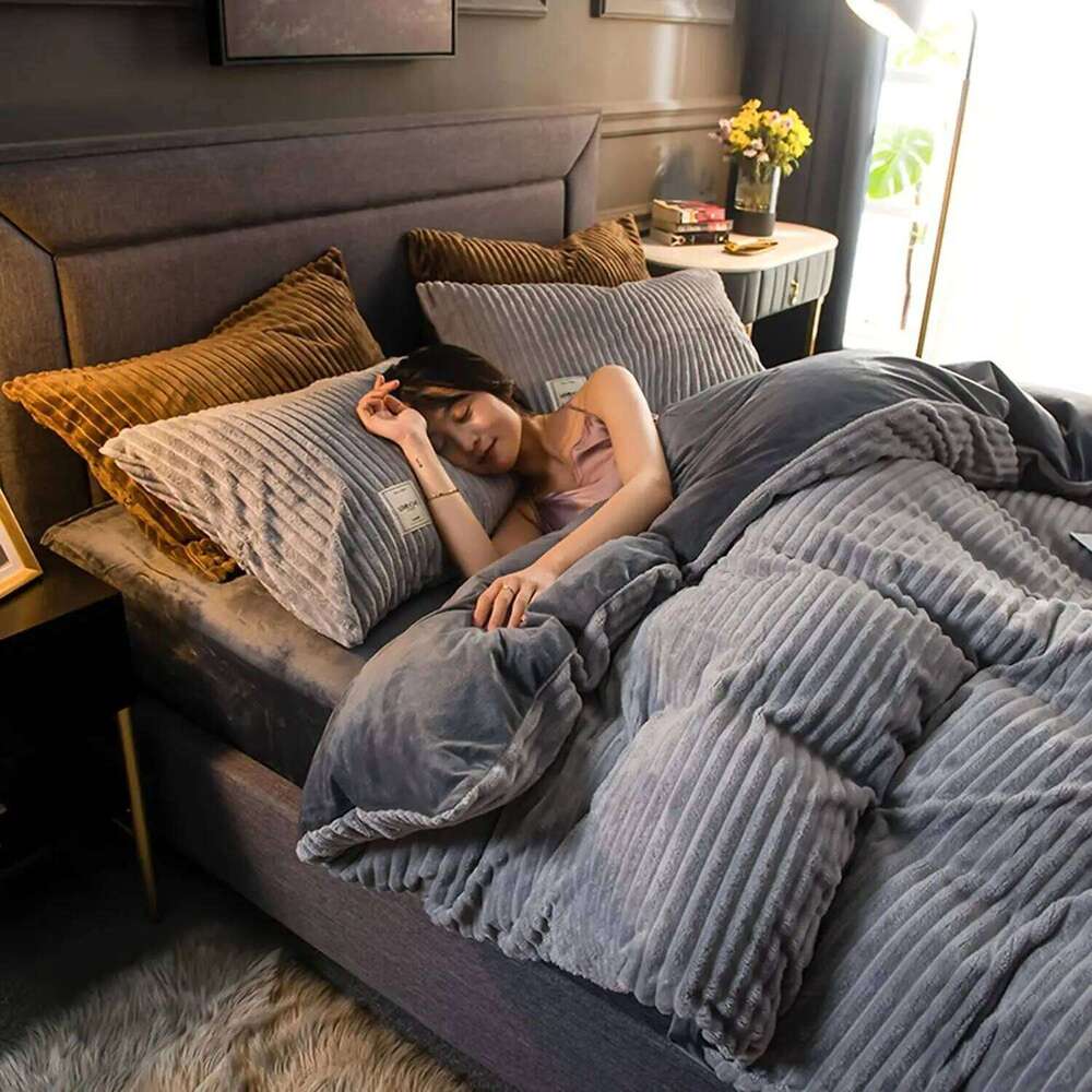 Magic Thicken Corduroy Duvet Ultra Soft Velvet Quilt Cover Reversible Comforter Covers Winter Bedding Set 220240CM H260311