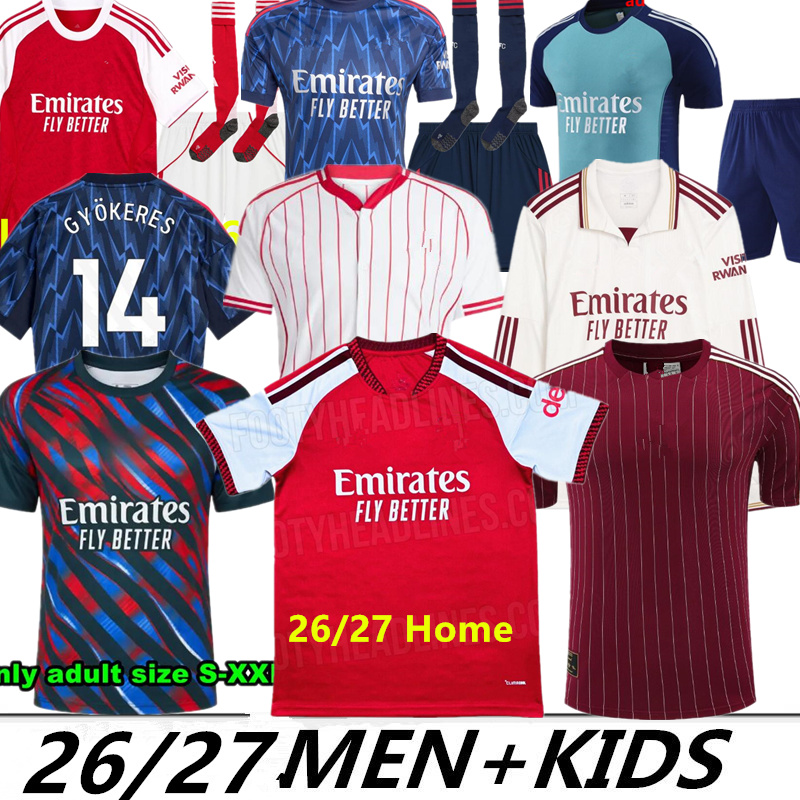 arseNfootball kits 26 27 home SAKA Soccer Jerseys G. JESUS ODEGAARD RICE HAVERTZ MARTINELLI Calafiori SALIBA Football Zubimendi Shirt 2026 Gyokeres raya Pre-Match