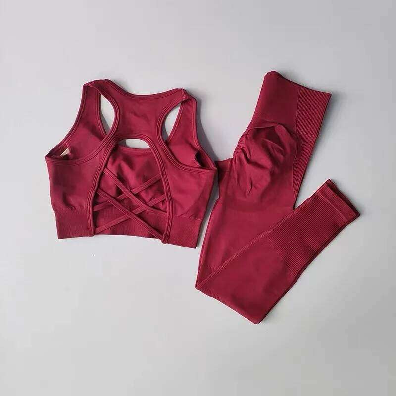 2PCS Sports Women's Set Professional Fitness Tank Top Shockproof Running Leggings Yoga Suit Beautiful Bra Clothing 26H0310