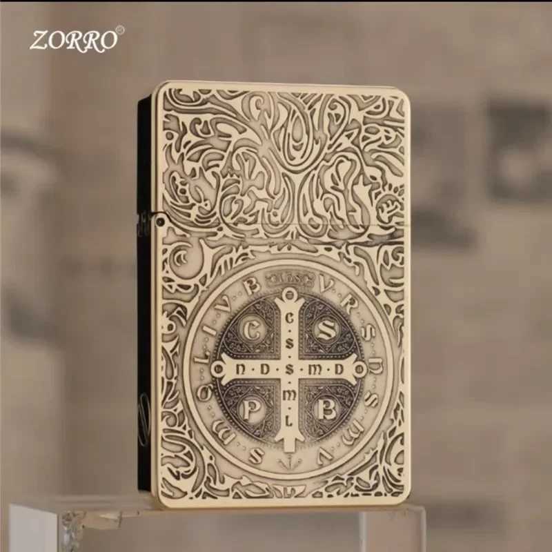 ZL8 Copper Ultra-thin Kerosene Lighter Constantine Pattern Personalized Engraving Grinding Wheel Lighter N2603111