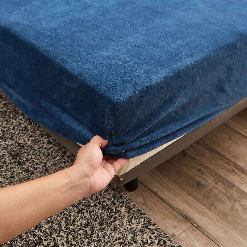 WOSRAT Warm velvet fitted sheet elastic mattress cover winter bedspreads 2 people double bed bedsheet king size 160x200 H260311 - view 5