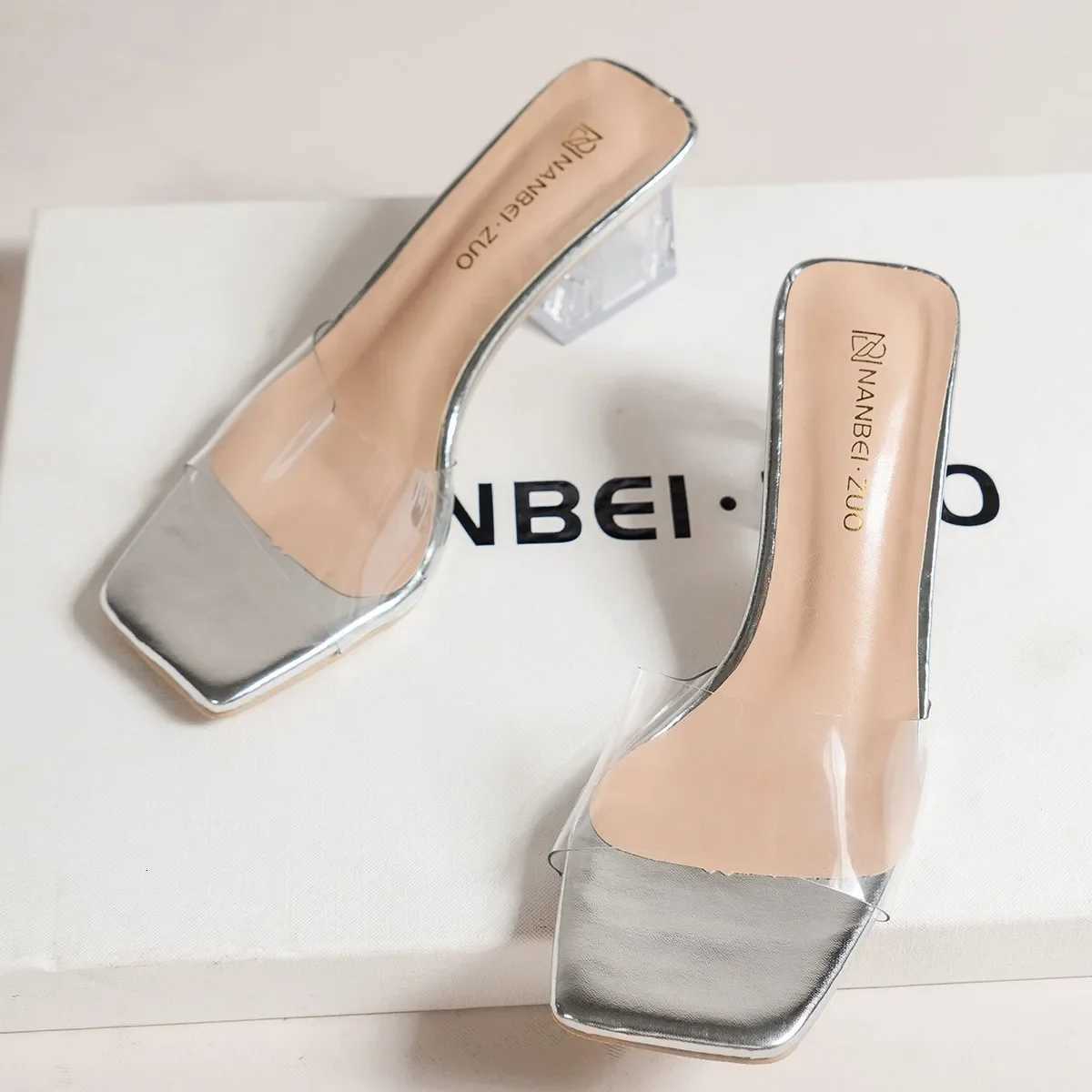 Crystal Clear Transparent Female Shoes Middle Heels Comfortable New Summer Women Shoes Woman Fashion Cool Mules Slides K260311