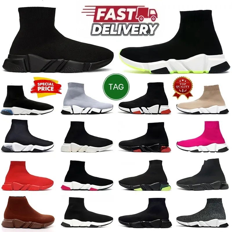 Designer sock shoes men women Breathable running shoes runner trainers flat platform sneakers casual Graffiti White Black Red Sport sock shoes Lace-up Neon socks