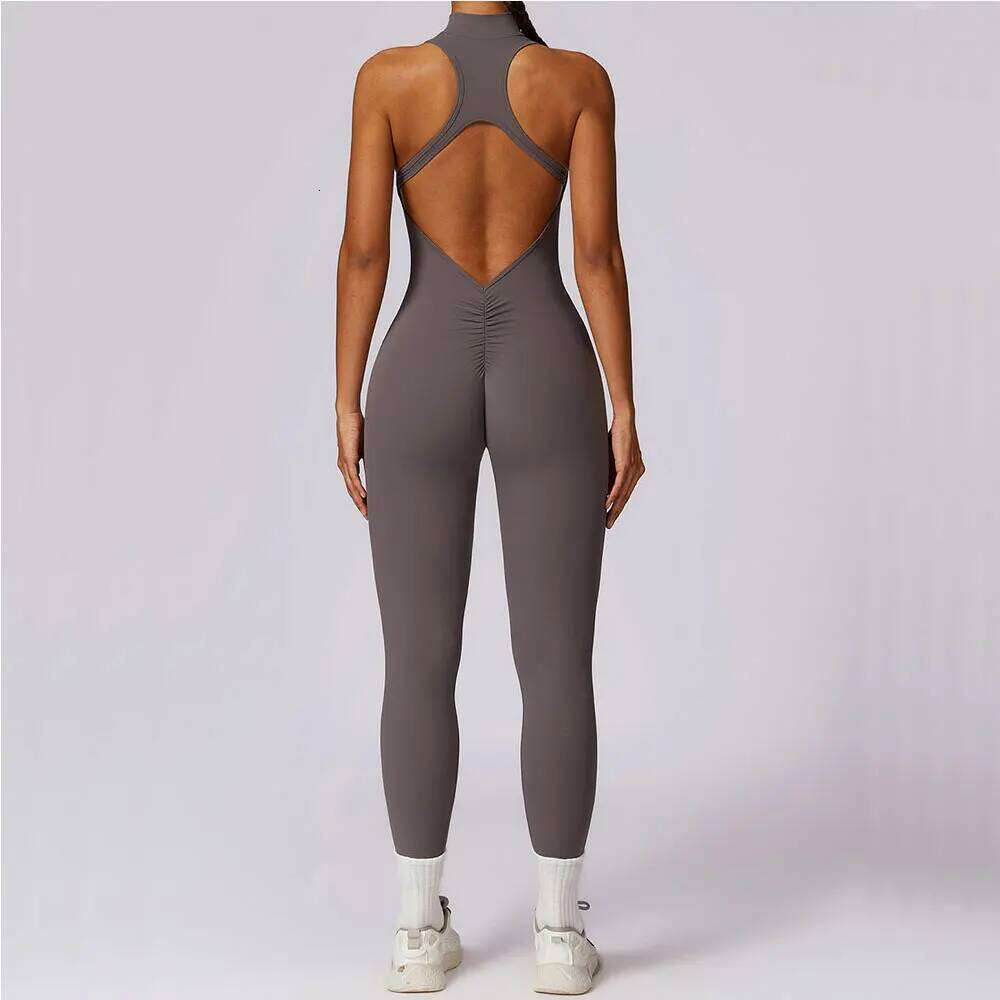 Zipper Jumpsuit Fitness Sports Overalls Gym Clothing Set Yoga Wear Pilates Workout Clothes Women Outfit Push Up Activewear 26H0311