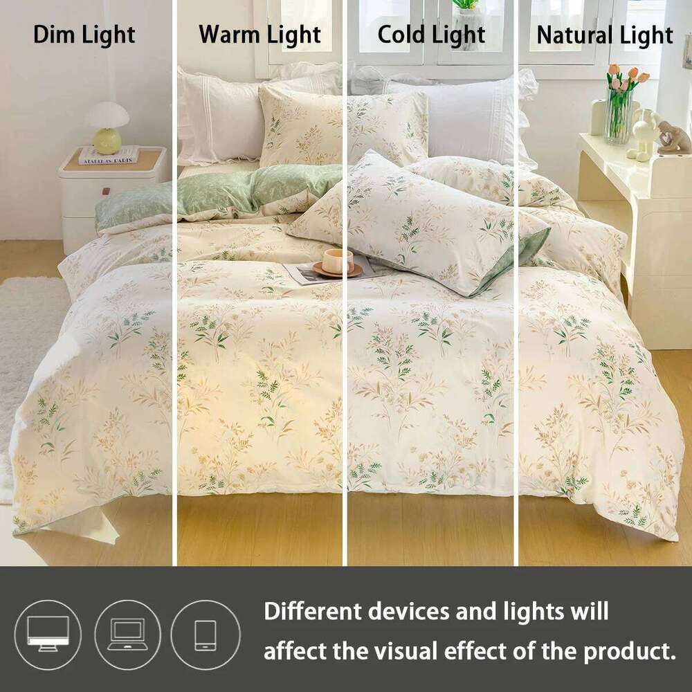 3pcs Elegant Floral Tea Art Print Set, Soft Skin-Friendly Bedding Set Includes 1 Duvet Cover And 2 Pillowcases H260311