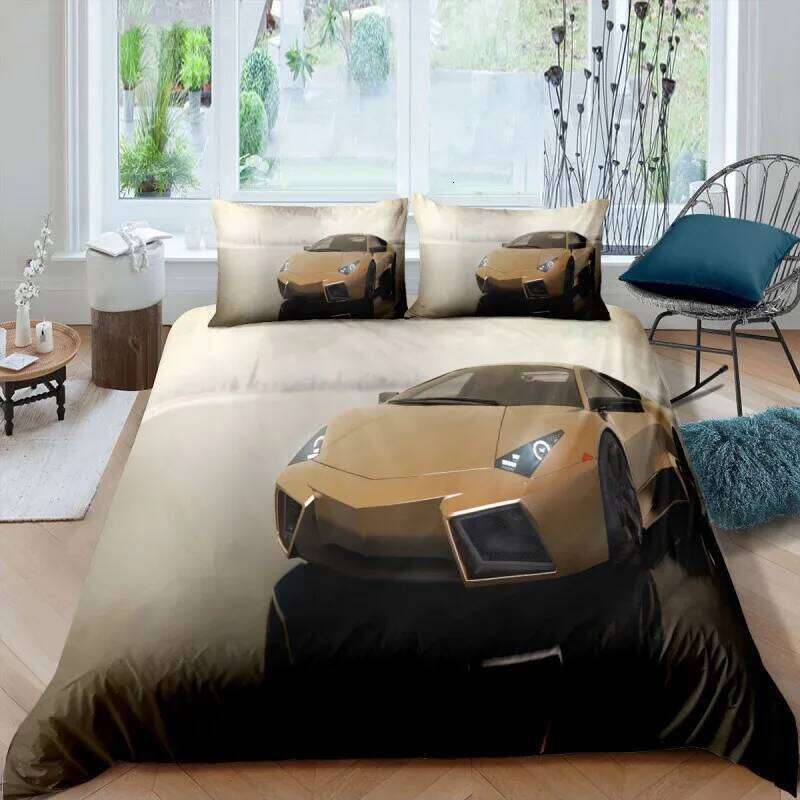 Sports Car Duvet Cover Set High Quality 3D Printed Bedding 2/3pcs Double Queen King Bedclothes Adults Boys Home Textile H260311 - view 3