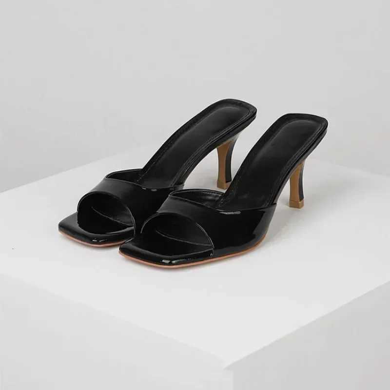 Summer Women High Heels Fashion Square Toe Design Slipper Sexy Stiletto High Heels for Women Open-toe High Heels Slides K260311