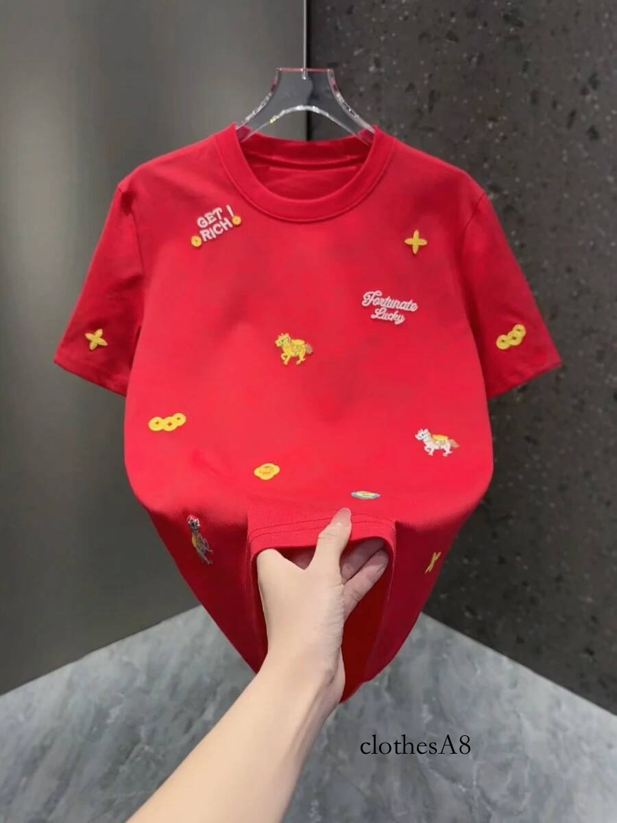 Spring Summer 2026 Men's Faion ort Sve T-irt round Ne Dyed Embroidery Small Label Comfortable Soft Chinese Sle