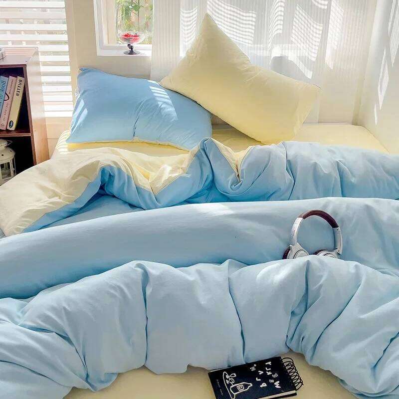 Linen Cotton Bedding with Sheet Duvet Cover Pillowcase Single Couple Bedsheet King Queen Twin Size Soild Color Bed Set H260311