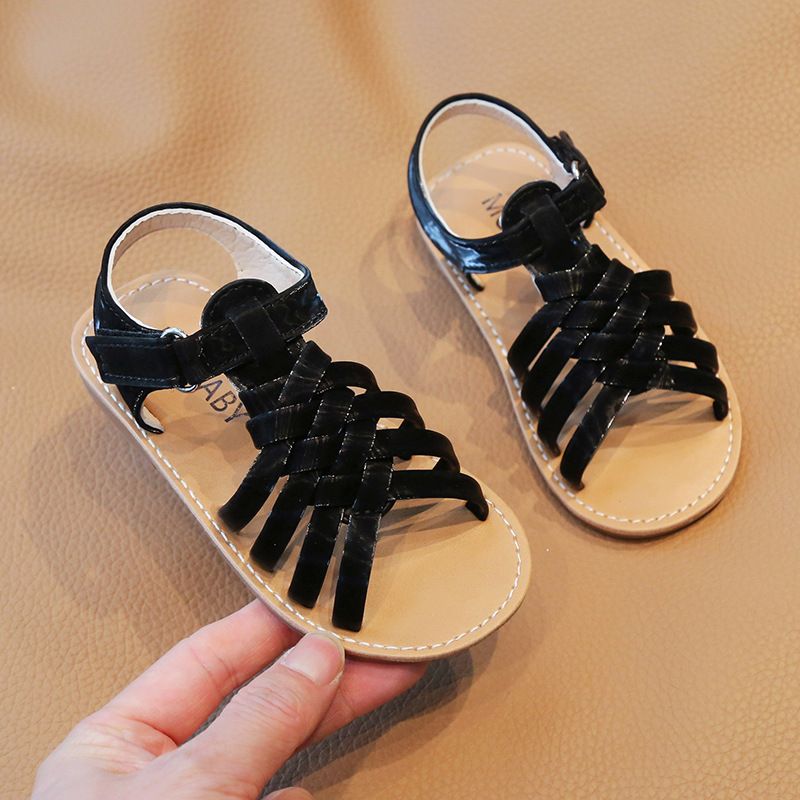 Kid Roman Sandals Woven Casual Beach Shoes Girls Comfortable Soft Sole Flat Sandals Kidszworld Student Toddler Sandals Size 21 - 30 K0743