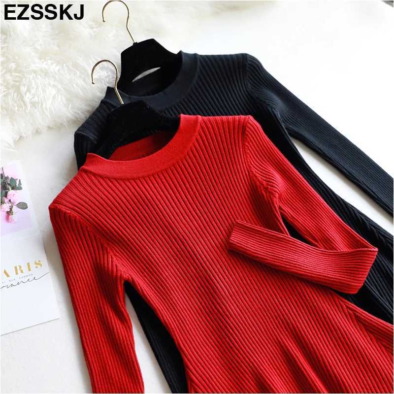 CHIc Autumn Winter blaCK Sweater Dress Women o-neCK Long Sleeve A Line THiCK Knit mini Dress female short bodycon dress M260311