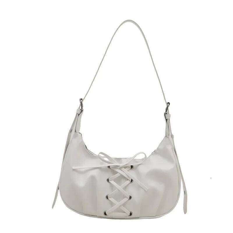 Sweet Bowknot Cool Girls Underarm Bags Pleated Design Women's Shoulder Crossbody Bag Simple Soft Pu Female Handbags Purse XJ260311