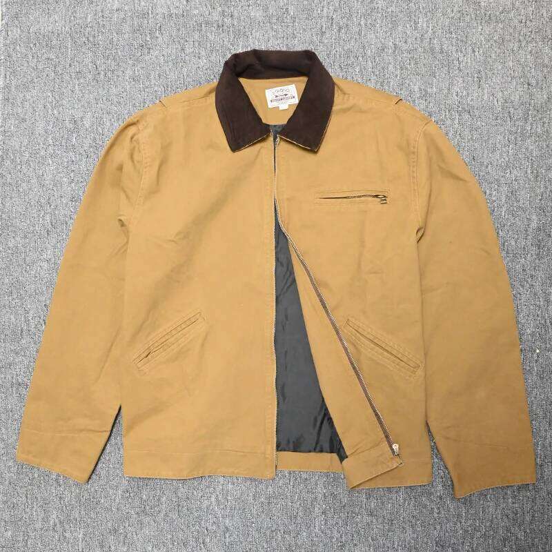 Men's Workwear Spring Autumn Washed Cotton Turn-down Collar Coat Detroit Cargo Male Outdoor Zipper Hunting Jacket 26H0311