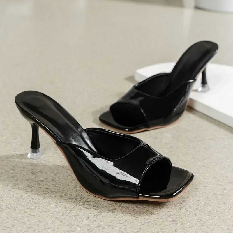 Shoes Female Hot Sale Summer Solid Womens Slippers Square Toe Open Toe Sexy Dress Party Elegant High Heels Women Slippers K260311