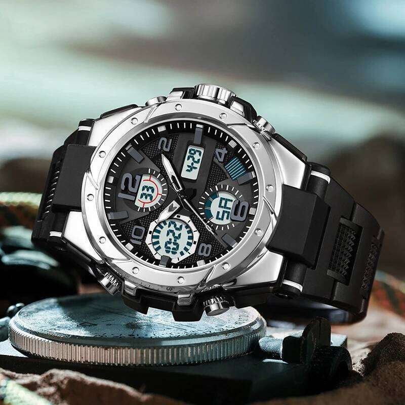 High-Appearance Large Dial Led Luminous for Men, Women, Teenagers with Calendar, Alarm, Stopwatch, Outdoor Sports Digital and Analog Dual Display Watc