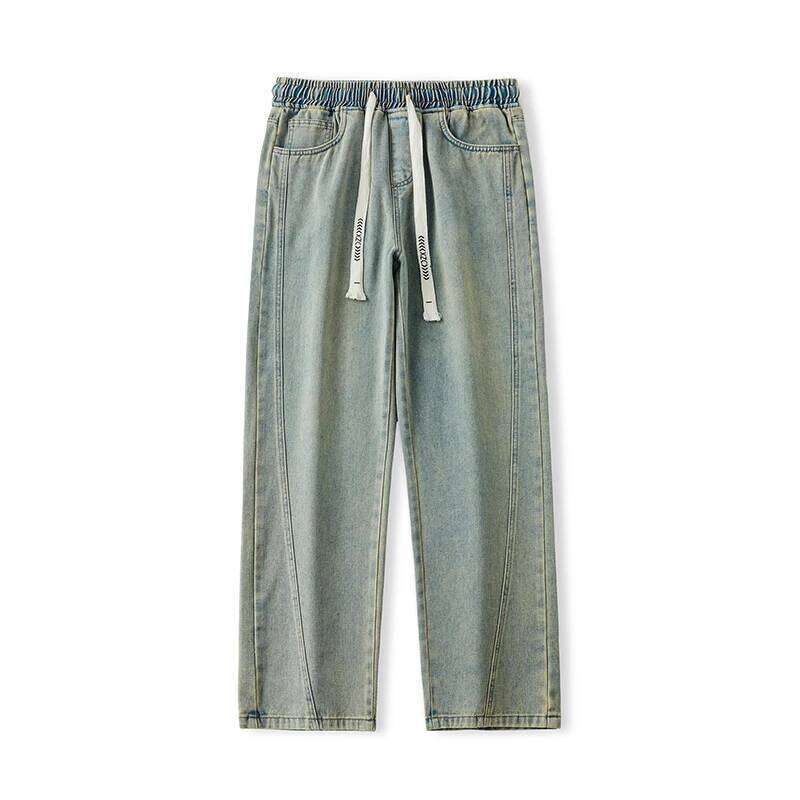 Streetwear Fashion Baggy Jeans Men Vintage Washed Straight Elastic Waist Wide-leg Pants Youth Trendy Y2k Casual Denim Trousers Z260225
