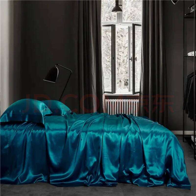 Summer Satin Silk-like Bed Set Flat Sheet/Fitted Sheet + Pillowcase Solid Color Mattress Cover Twin Full Queen H260311