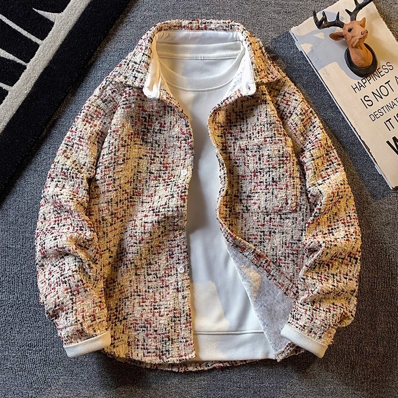 Luxury Brand Designer Clothes American Retro Small Fragrance Style Houndstooth Jacket Men's Jacket Niche Design Floral Shirt Custom Design # Xxf0