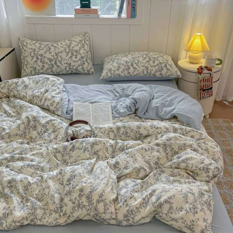 2025 new double-layer yarn printing four-piece student dormitory three-piece set, bed sheet quilt cover, bedding H260311 - view 4
