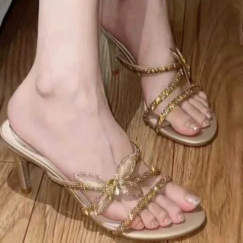 Butterfly High Heels Slippers Women Crystal Sandals Elegant Shoes Summer Woman Stilettos Open Toe Party Shoes Dress Mujer Pumps K260311