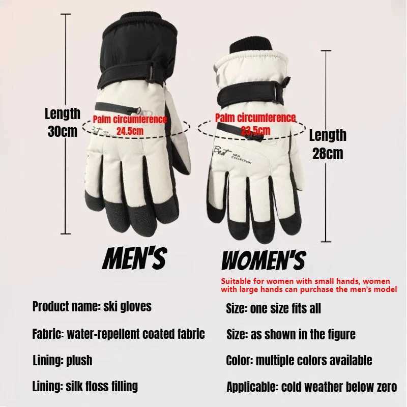 Winter Cycling Gloves Non Slip Touch Ski Gloves Snowboard Accessories Waterproof Pocket Warm Mens and Womens Thermal Gloves M260311
