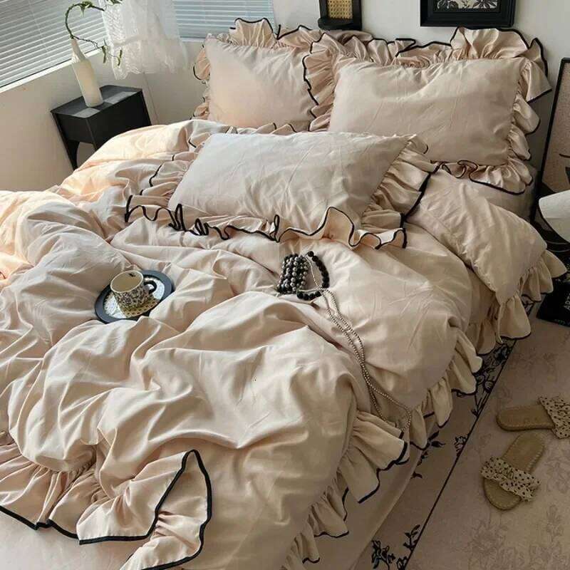 ice Korean large washed silk four-piece set lace mattress cool bed sheet summer bedding H260311