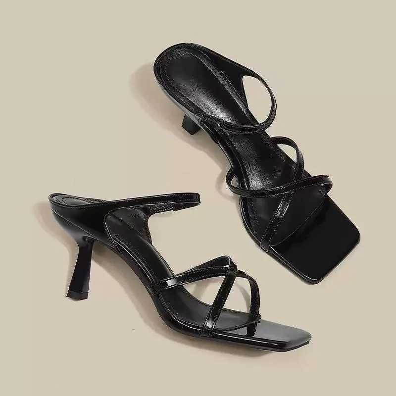 New Wine Red High Heels Sandals for Women Square Toe Bowtie Decor Summer Outdoor Slippers Woman Thin Heeled Party Wedding Shoes K260311