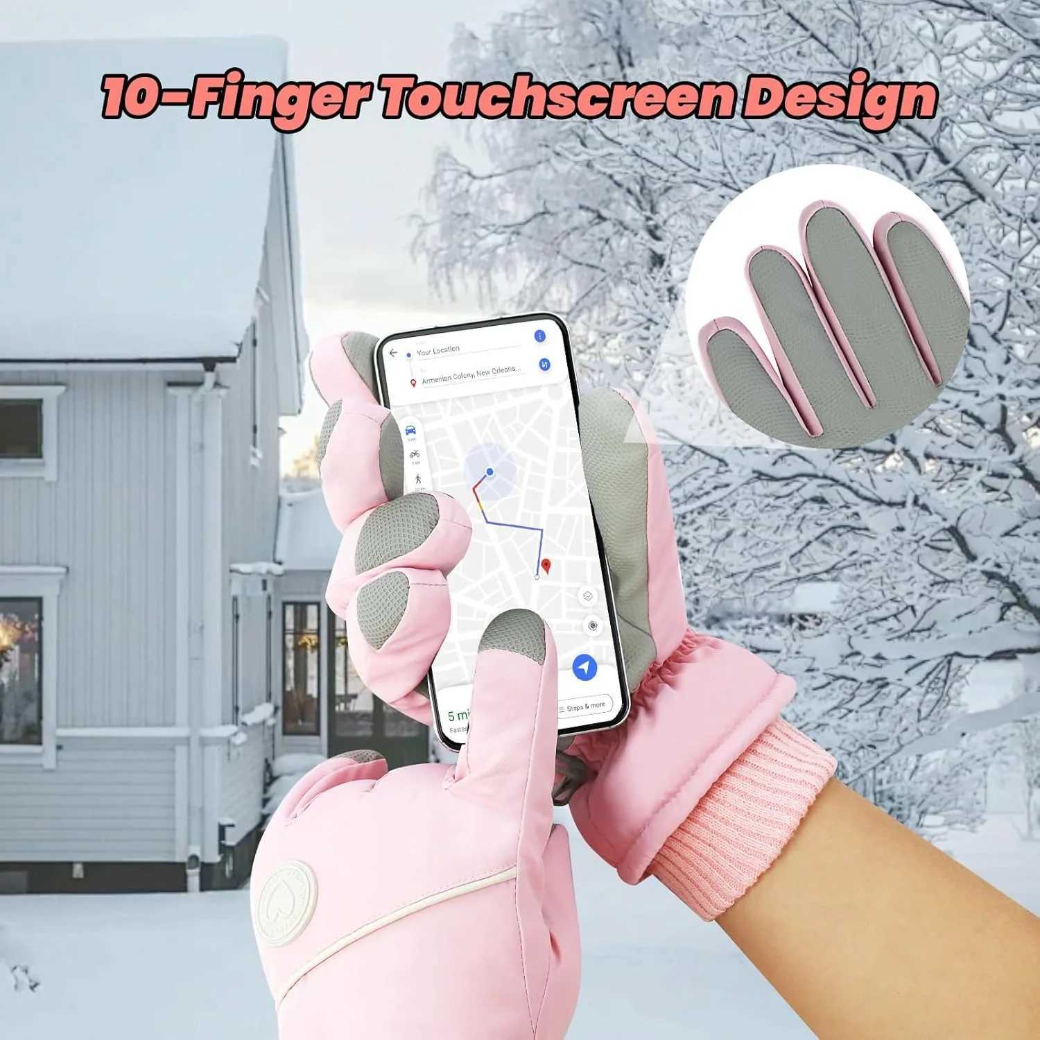 ZHUOHUA Women Ski GlovesWindproof Thermal Touchscreen Gloves Waterproof Winter Warm Snow Glove for Skiing Cycling Outdoor Sport M260311